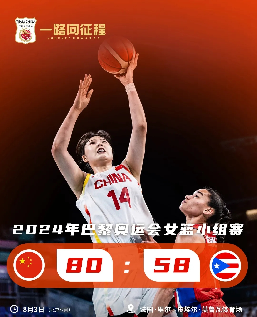 中国女篮击败波多黎各后跃居小组第三，淘汰赛